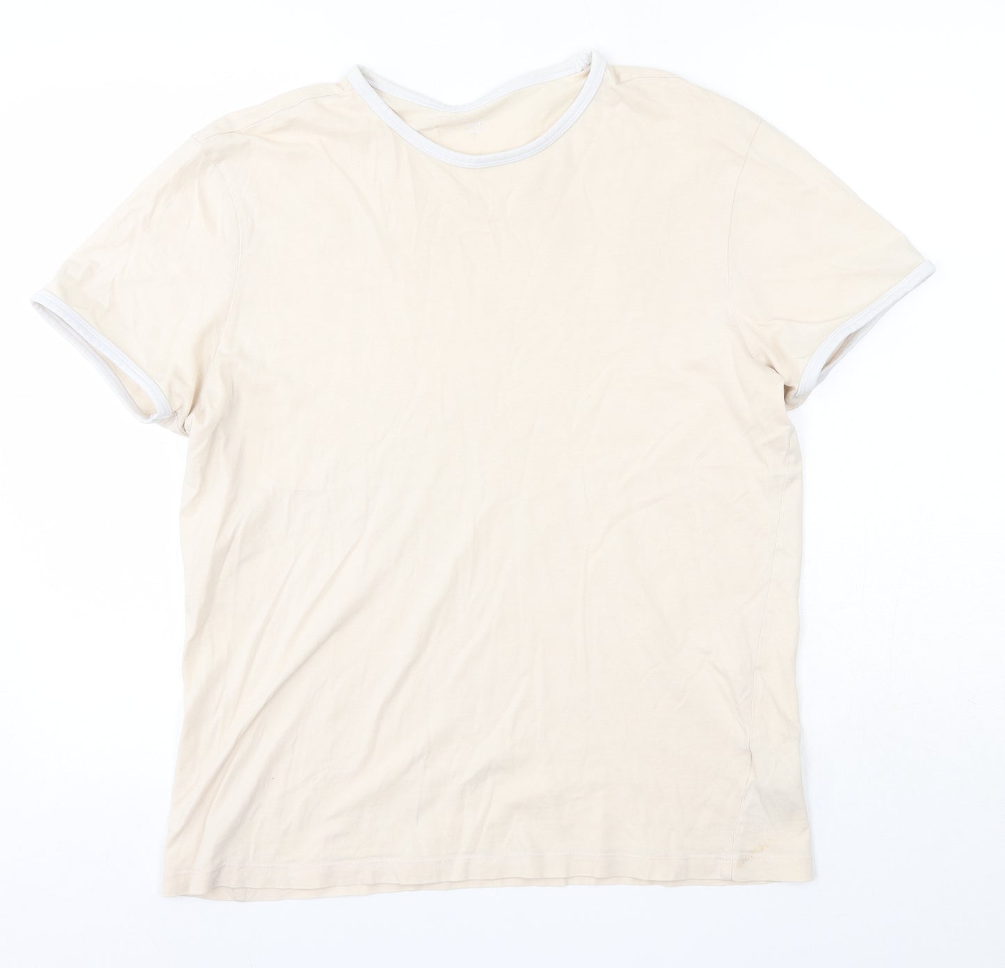 New Look Mens Beige  Cotton  T-Shirt Size S Round Neck
