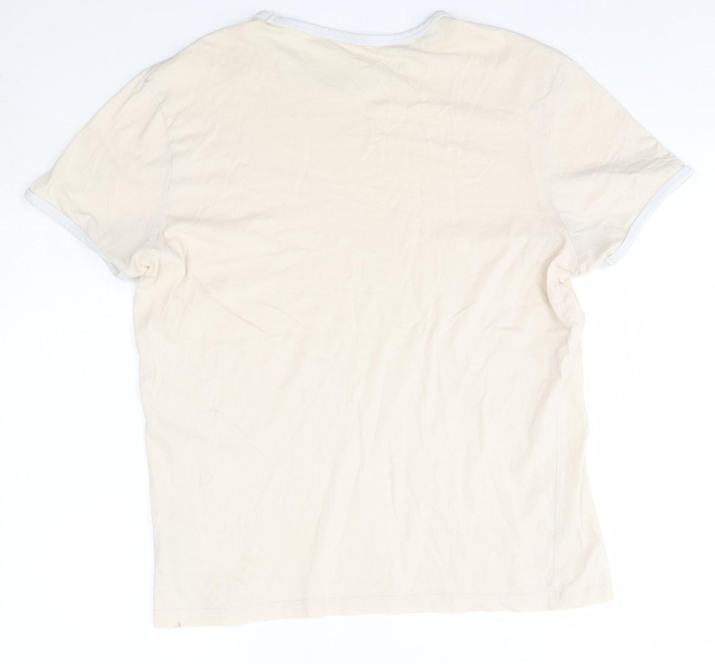 New Look Mens Beige  Cotton  T-Shirt Size S Round Neck