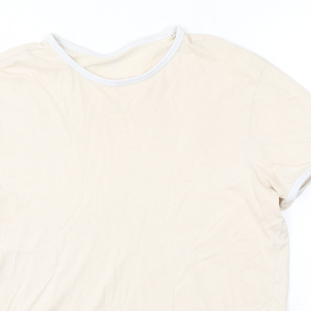 New Look Mens Beige  Cotton  T-Shirt Size S Round Neck