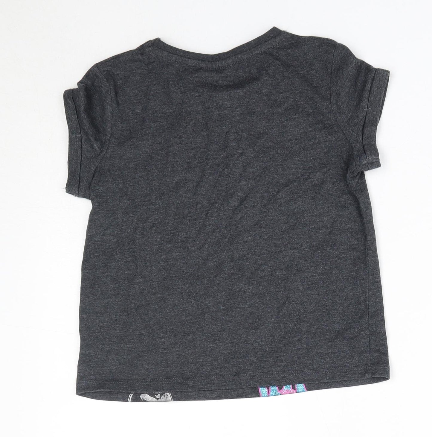 George Girls Grey  Cotton Basic T-Shirt Size 7-8 Years Round Neck  - Jurassic World
