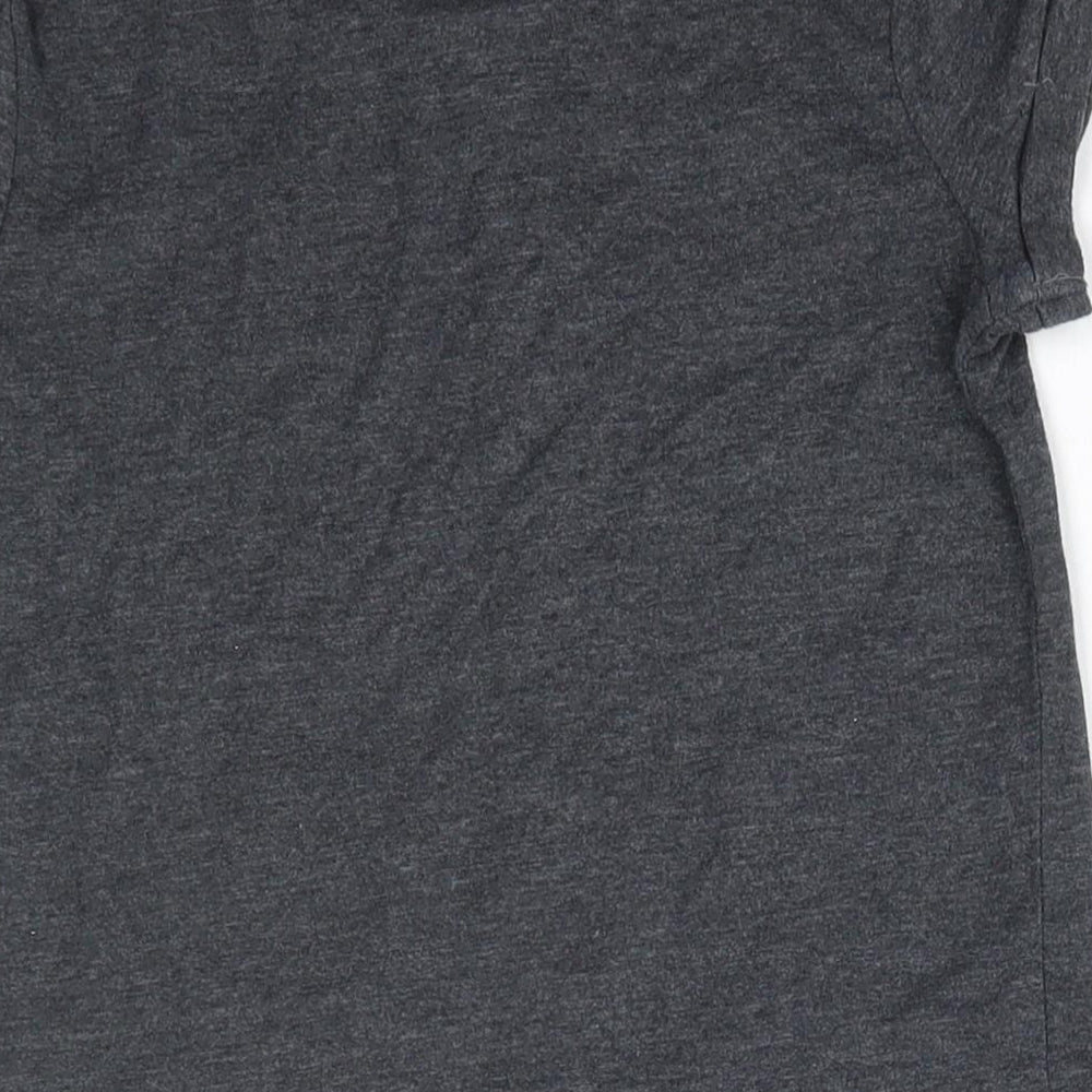 George Girls Grey  Cotton Basic T-Shirt Size 7-8 Years Round Neck  - Jurassic World