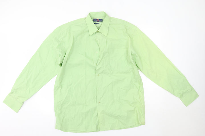 Boston Public Mens Green Cotton Button-Up Size 41 Collared