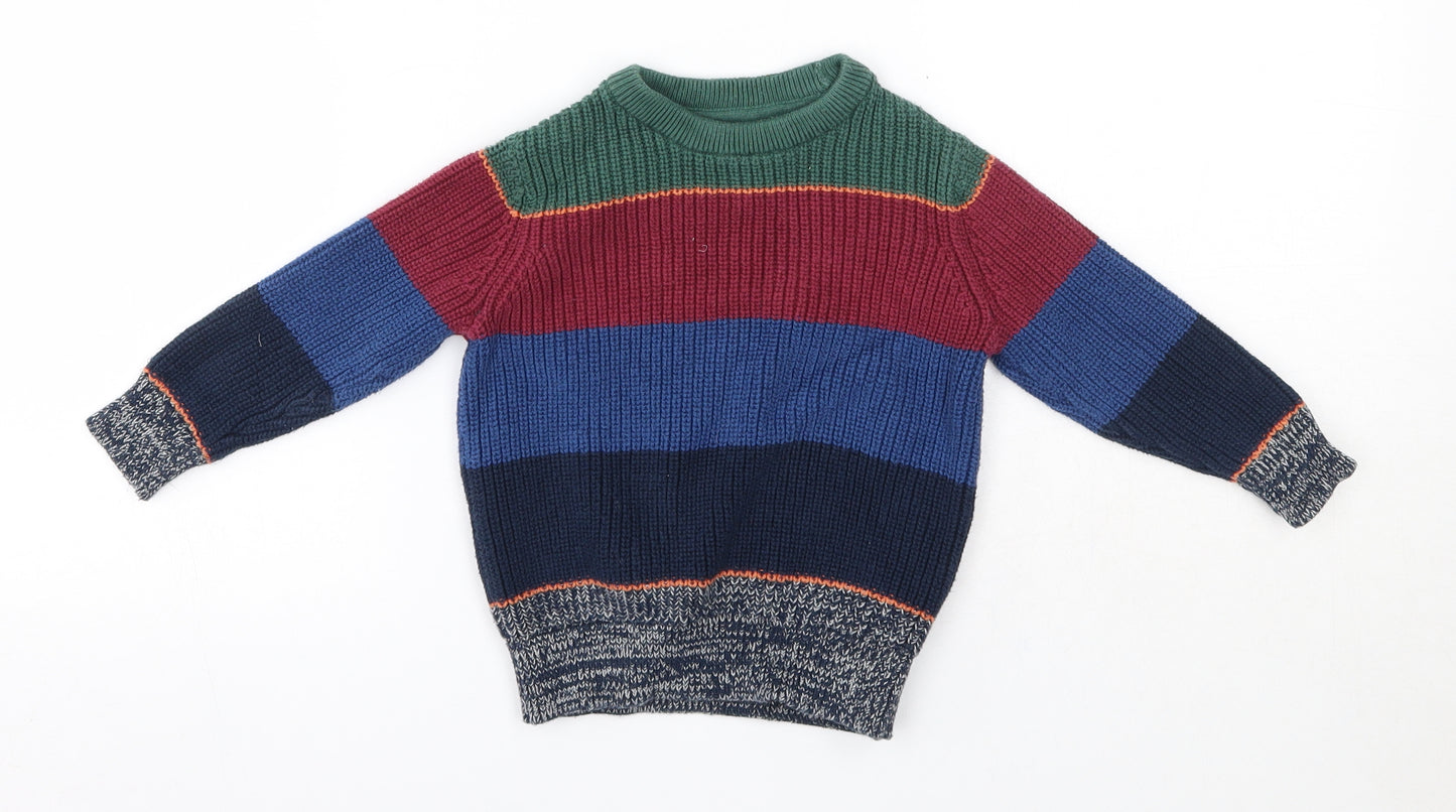 F&F Baby Multicoloured Striped Cotton Pullover Jumper Size 12-18 Months