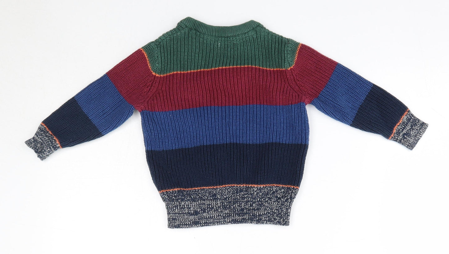 F&F Baby Multicoloured Striped Cotton Pullover Jumper Size 12-18 Months