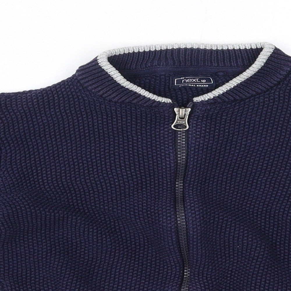 NEXT Boys Blue High Neck  100% Cotton Full Zip Jumper Size 3-4 Years