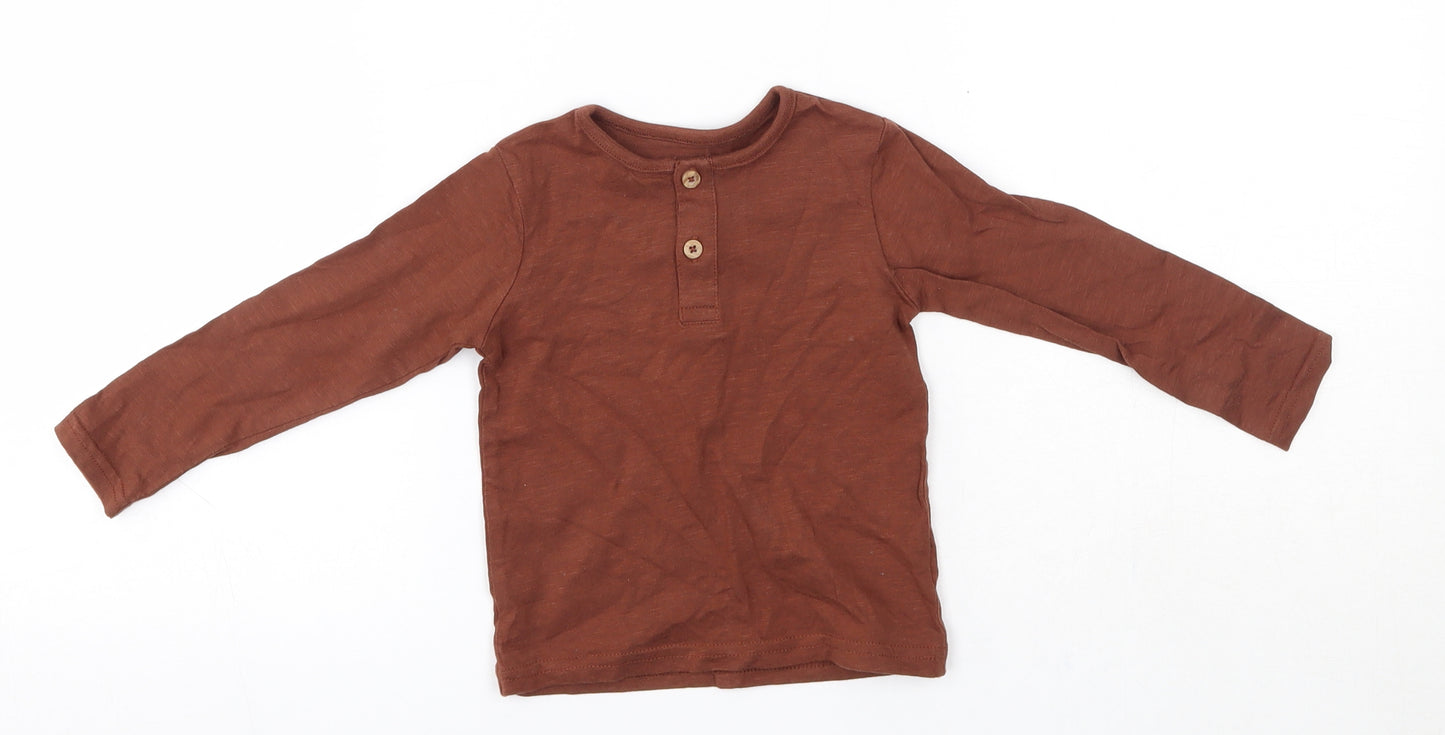 TU Baby Brown  100% Cotton Basic Blouse Size 9-12 Months Round Neck