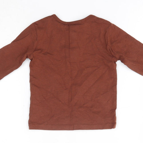 TU Baby Brown  100% Cotton Basic Blouse Size 9-12 Months Round Neck