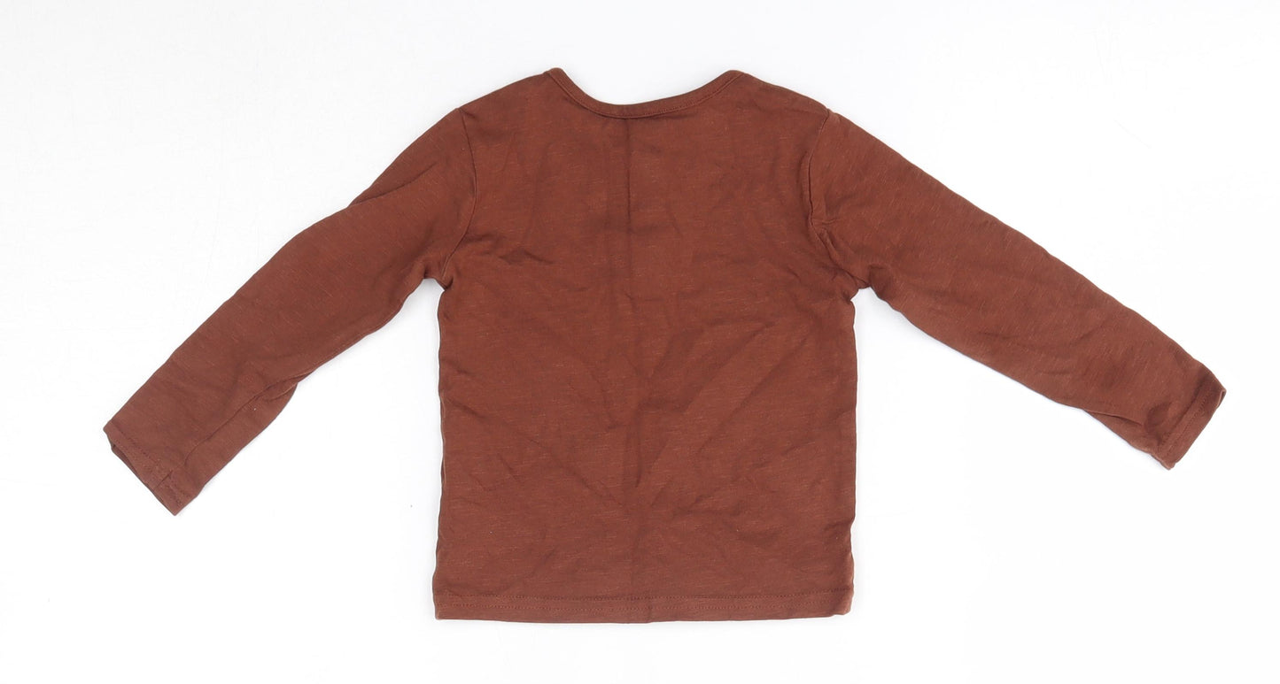 TU Baby Brown  100% Cotton Basic Blouse Size 9-12 Months Round Neck