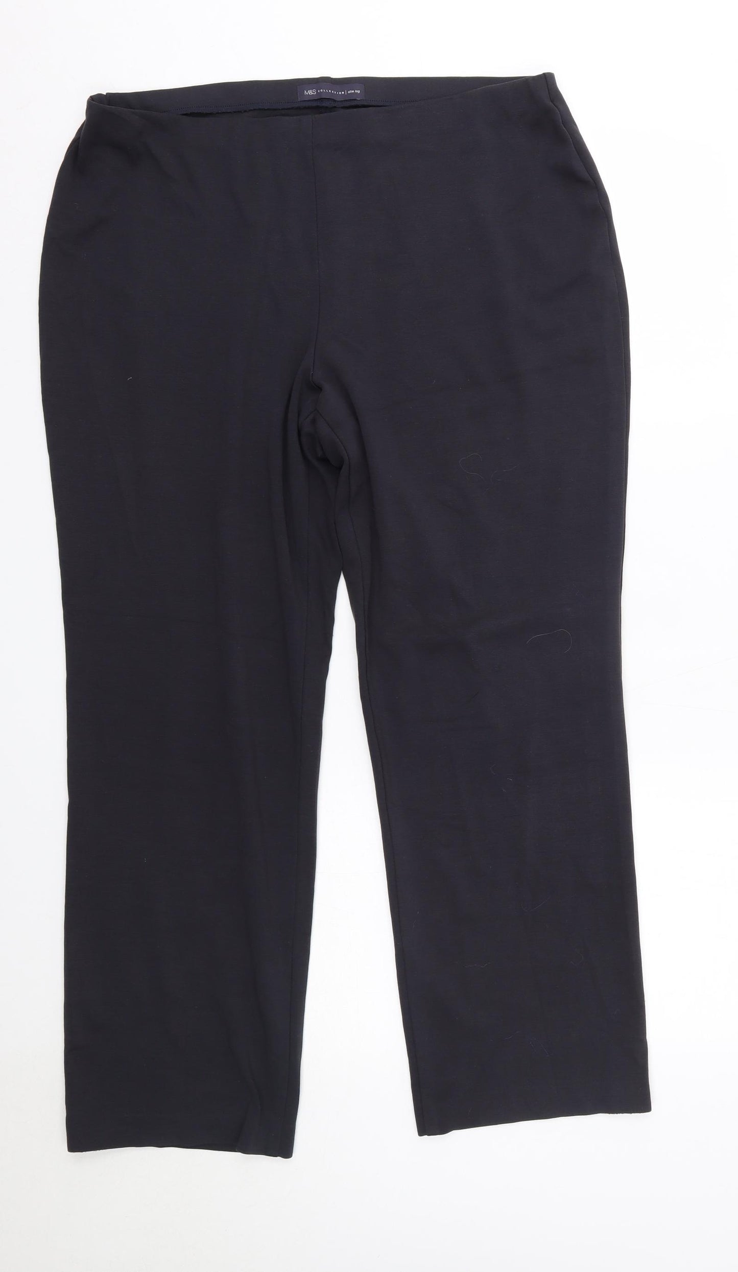 M&S Womens Blue  Viscose Dress Pants Trousers Size 16 L28 in Regular