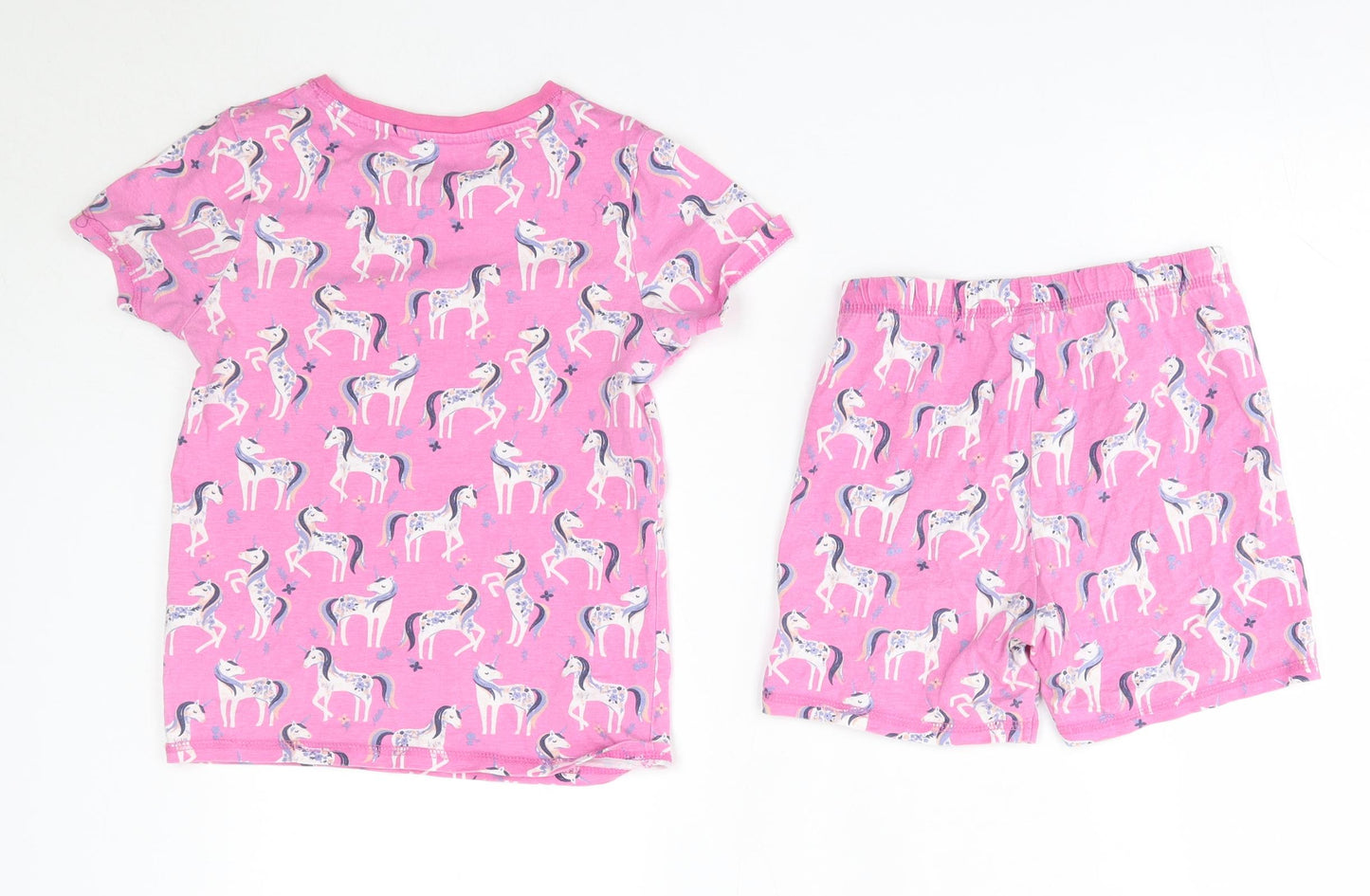 TU Girls Pink Solid 100% Cotton Top Pyjama Set Size 7-8 Years   - Unicorn