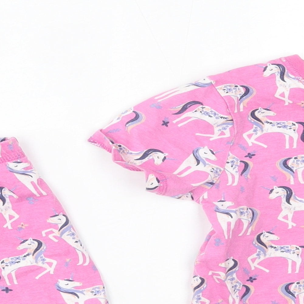 TU Girls Pink Solid 100% Cotton Top Pyjama Set Size 7-8 Years   - Unicorn