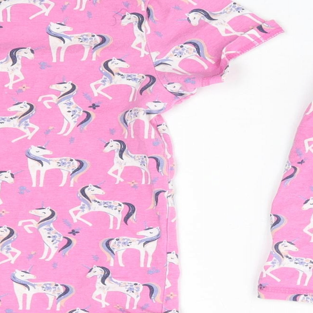 TU Girls Pink Solid 100% Cotton Top Pyjama Set Size 7-8 Years   - Unicorn