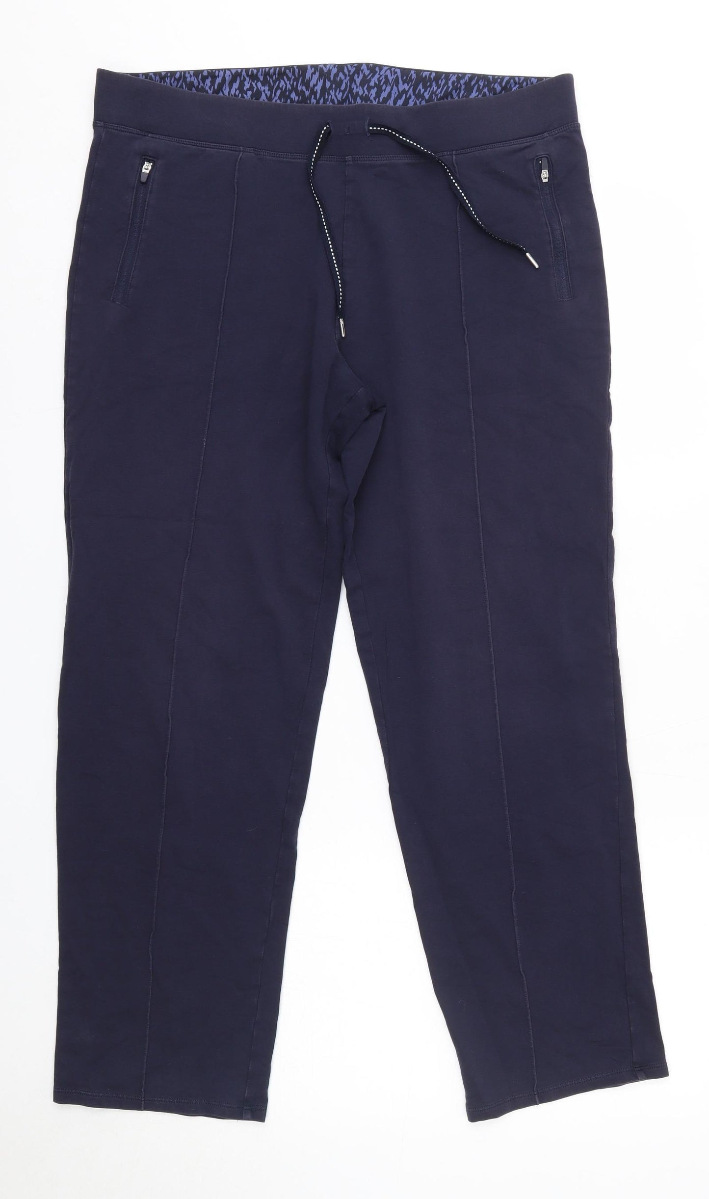 M&S Womens Blue  Cotton Jogger Trousers Size 16 L28 in Regular