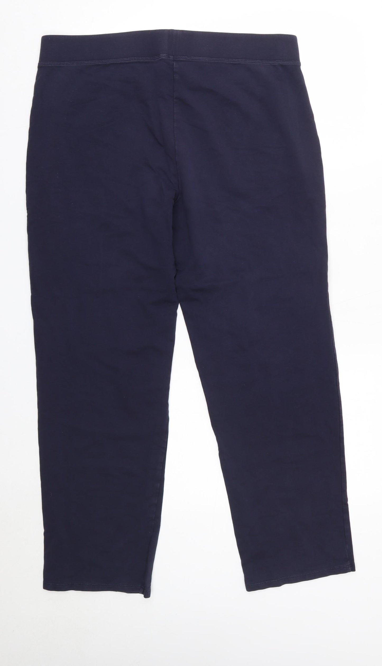 M&S Womens Blue  Cotton Jogger Trousers Size 16 L28 in Regular