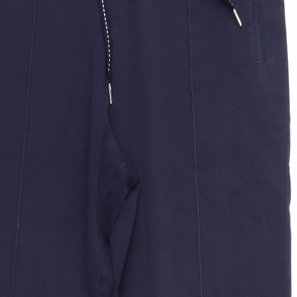 M&S Womens Blue  Cotton Jogger Trousers Size 16 L28 in Regular
