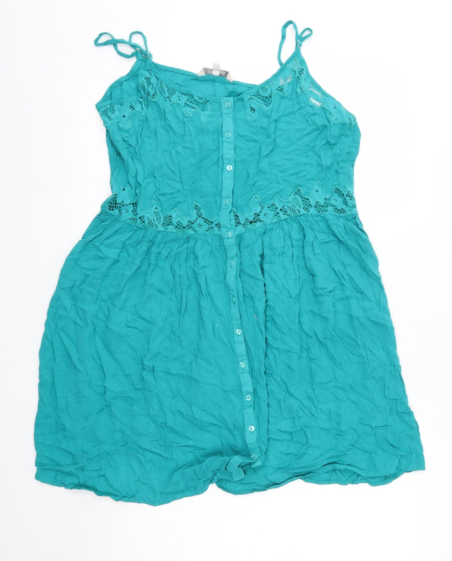 Peacocks Womens Green  Viscose A-Line  Size 16  V-Neck