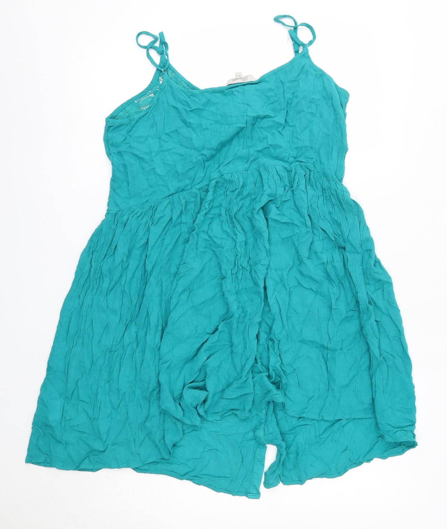 Peacocks Womens Green  Viscose A-Line  Size 16  V-Neck