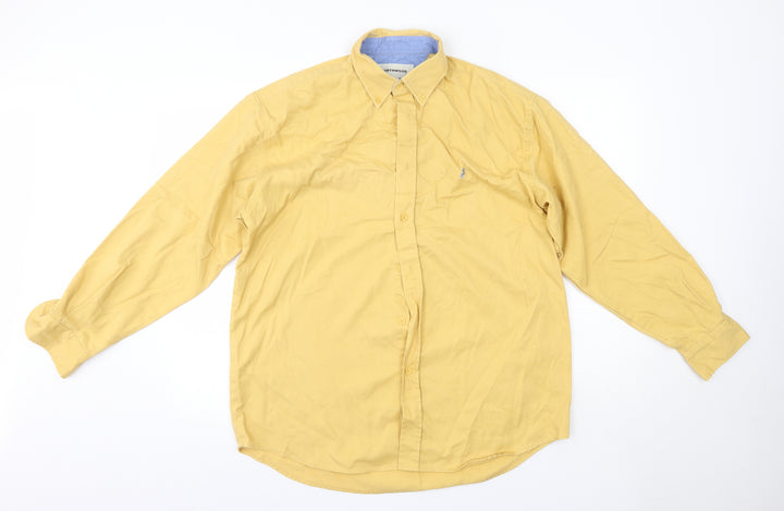 Northwood Mens Yellow  Polyester  Button-Up Size M Collared
