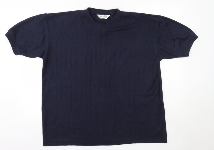 Berkertex Mens Blue Cotton T-Shirt Size M V-Neck