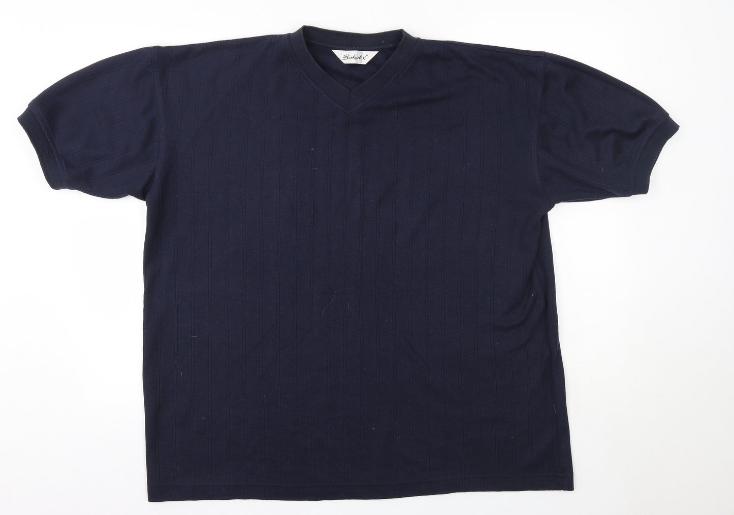 Berkertex Mens Blue  Cotton  T-Shirt Size M V-Neck
