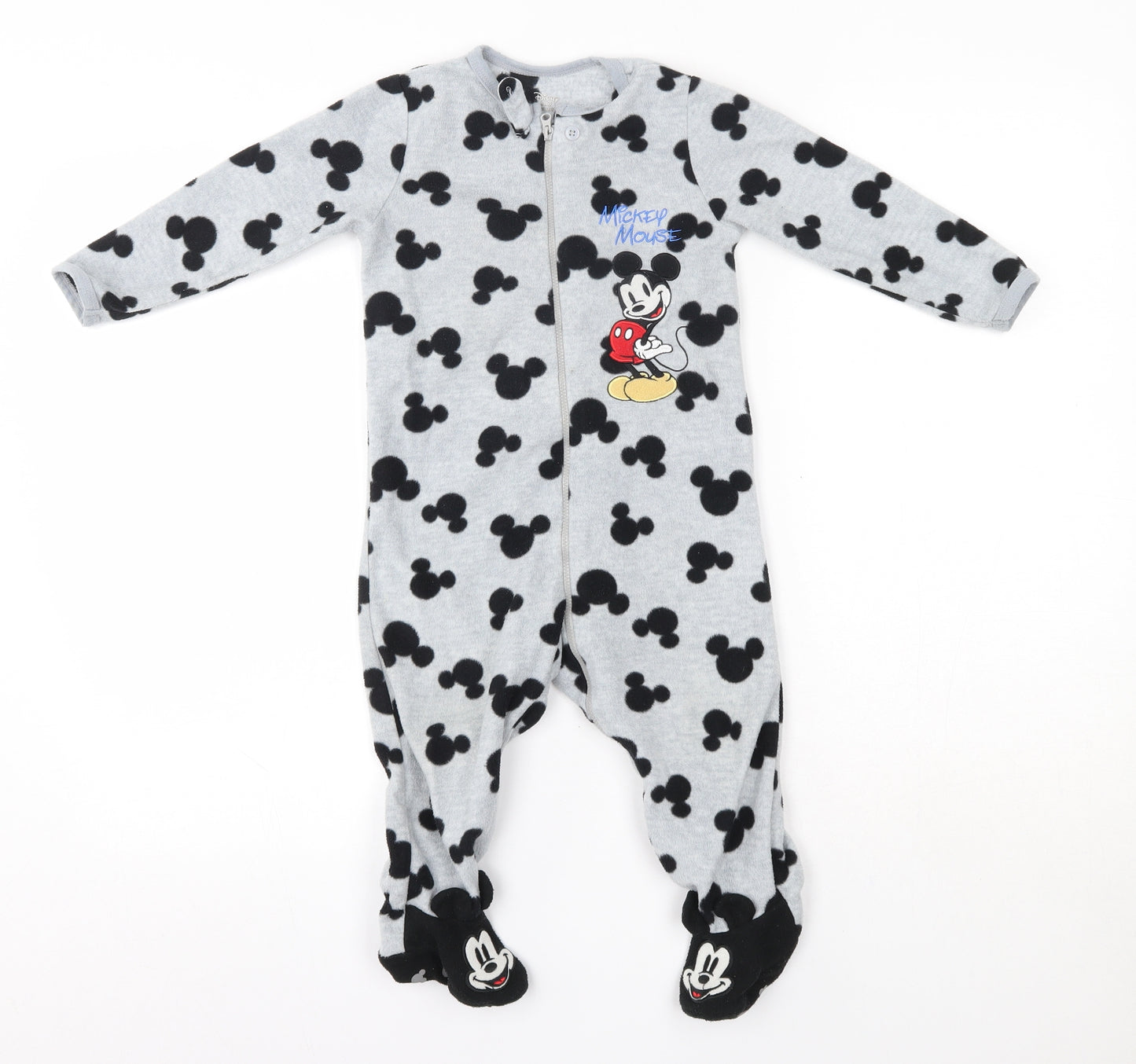 Primark Baby Grey Solid Polyester  One Piece Size 18-24 Months   - Mickey Mouse