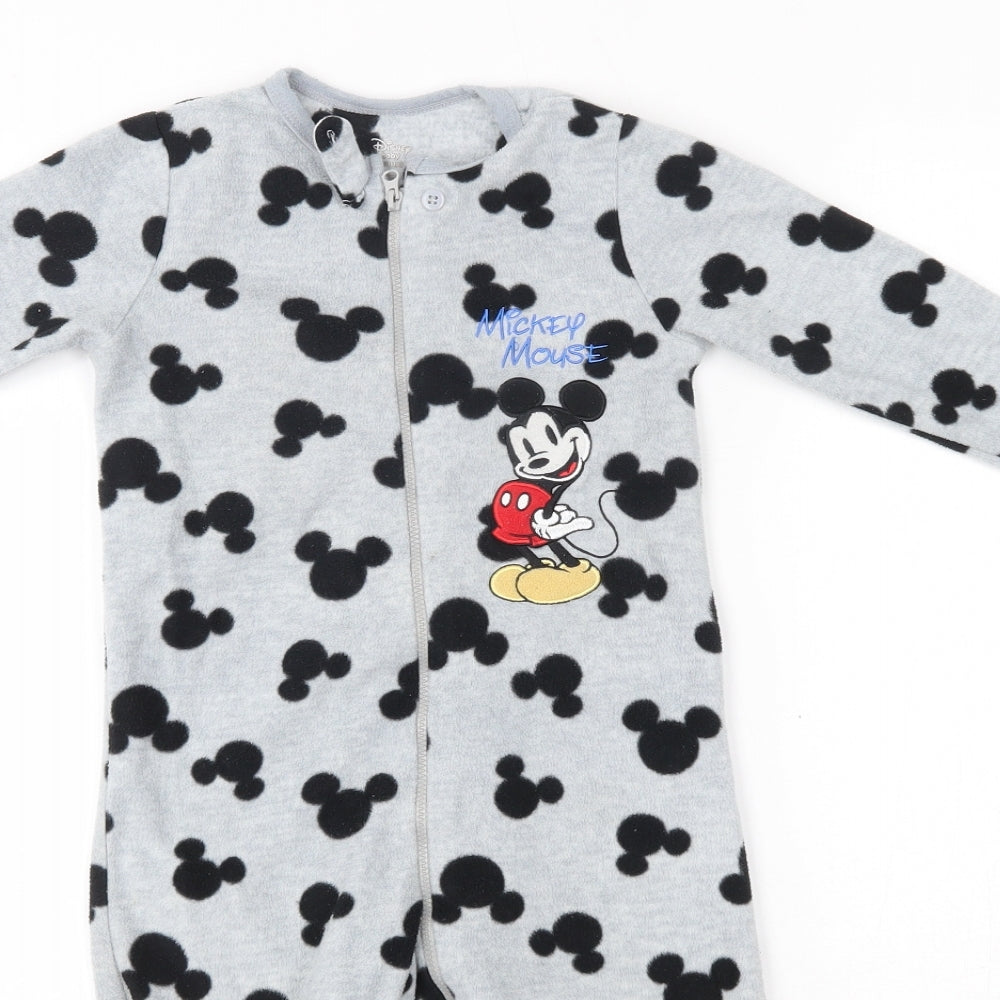 Primark Baby Grey Solid Polyester  One Piece Size 18-24 Months   - Mickey Mouse