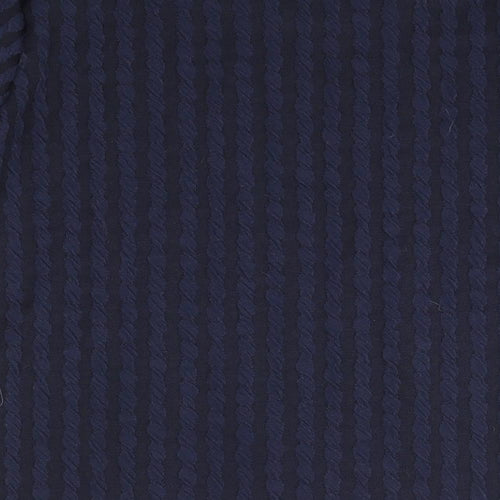 George Womens Blue Striped Polyester Basic Blouse Size 14 Round Neck