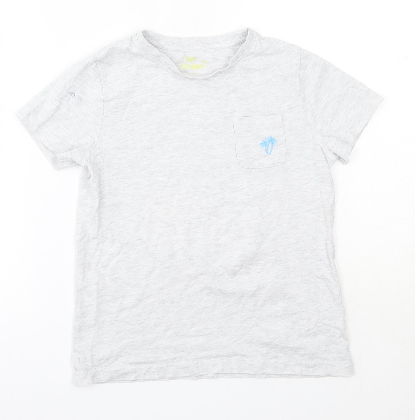 F&F Boys Grey  Cotton Basic T-Shirt Size 7-8 Years Round Neck