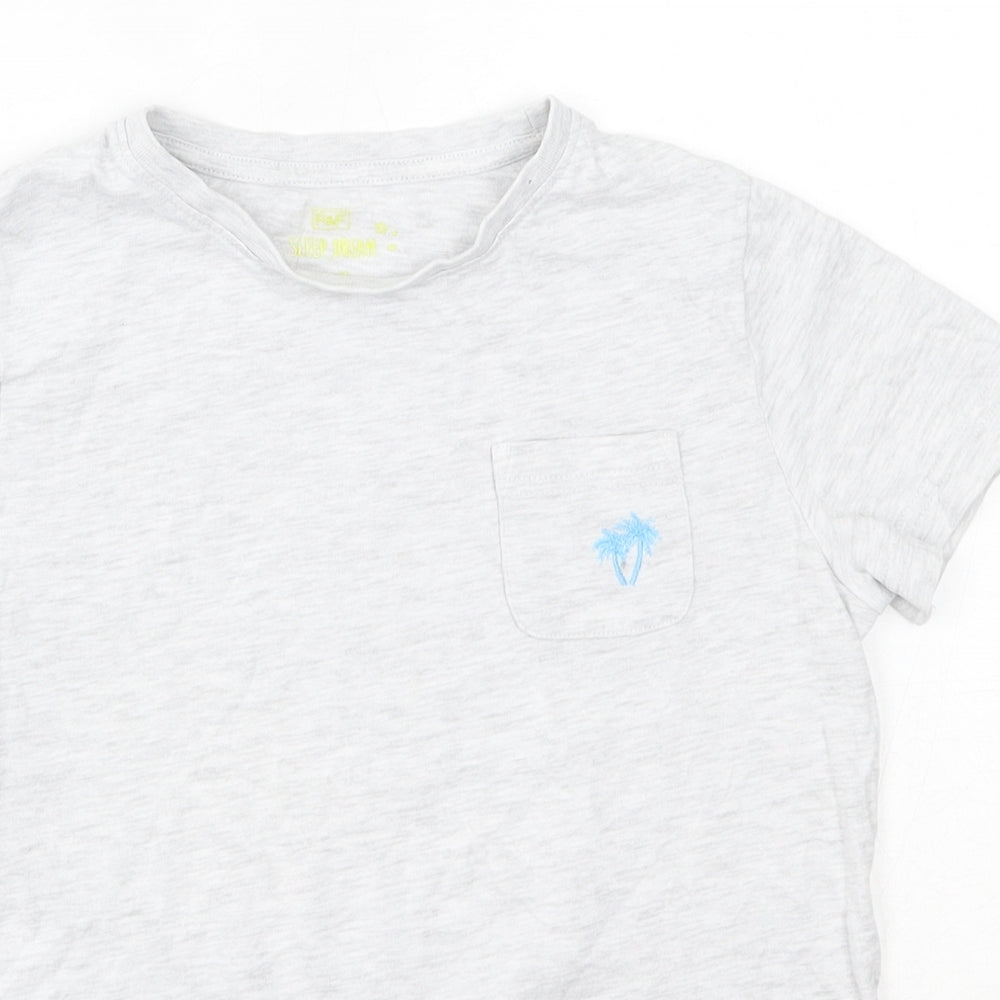 F&F Boys Grey  Cotton Basic T-Shirt Size 7-8 Years Round Neck