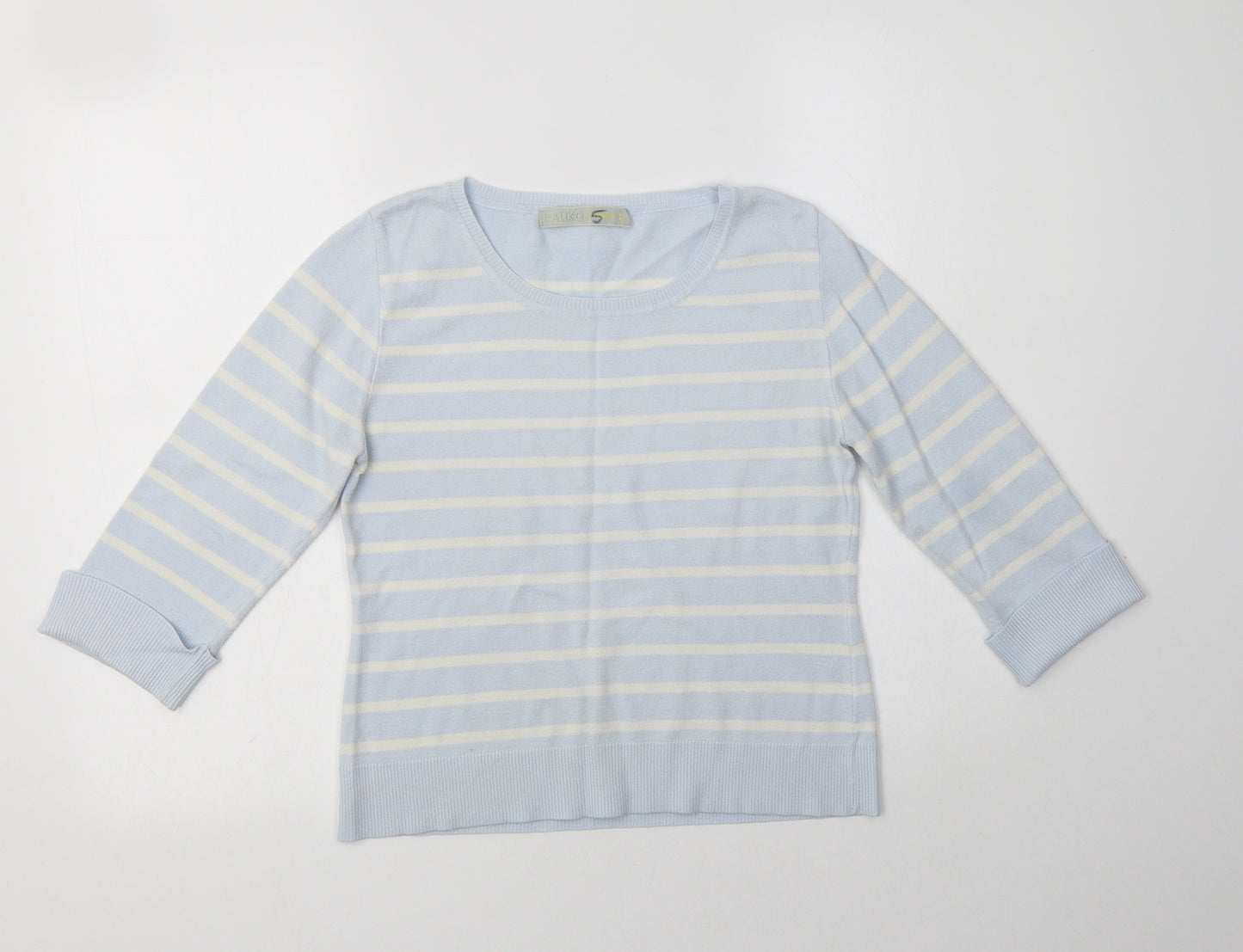 Kaliko Womens Blue Crew Neck Striped  Pullover Jumper Size 12