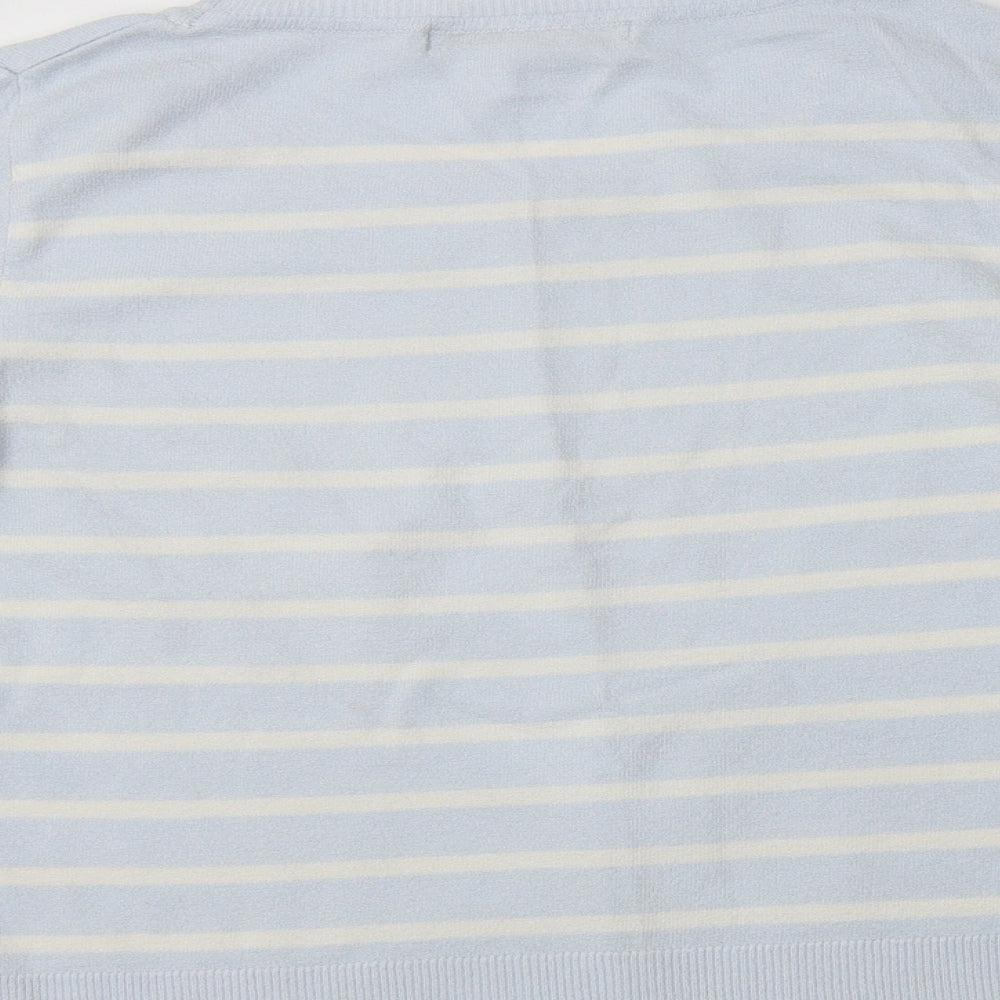 Kaliko Womens Blue Crew Neck Striped  Pullover Jumper Size 12