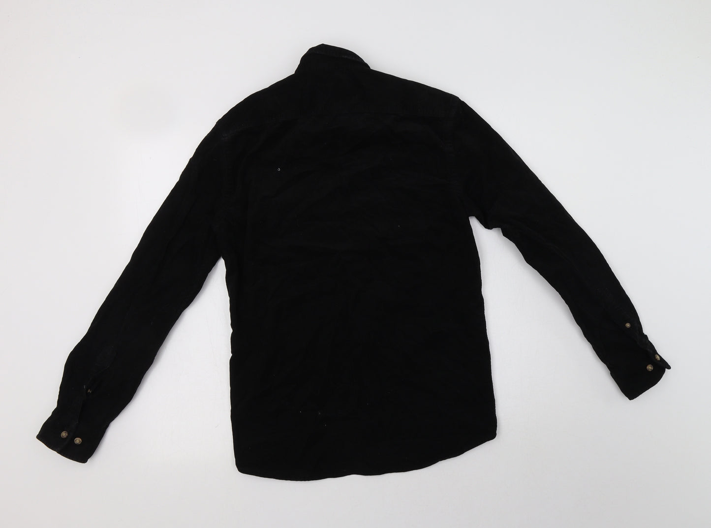 H&M Womens Black  Cotton Basic Button-Up Size XS Collared