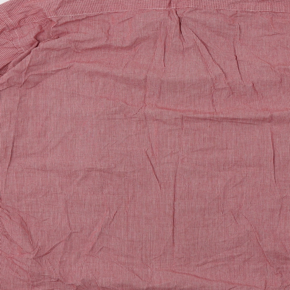 Park Lane Mens Red Check Cotton  Button-Up Size L Collared Button