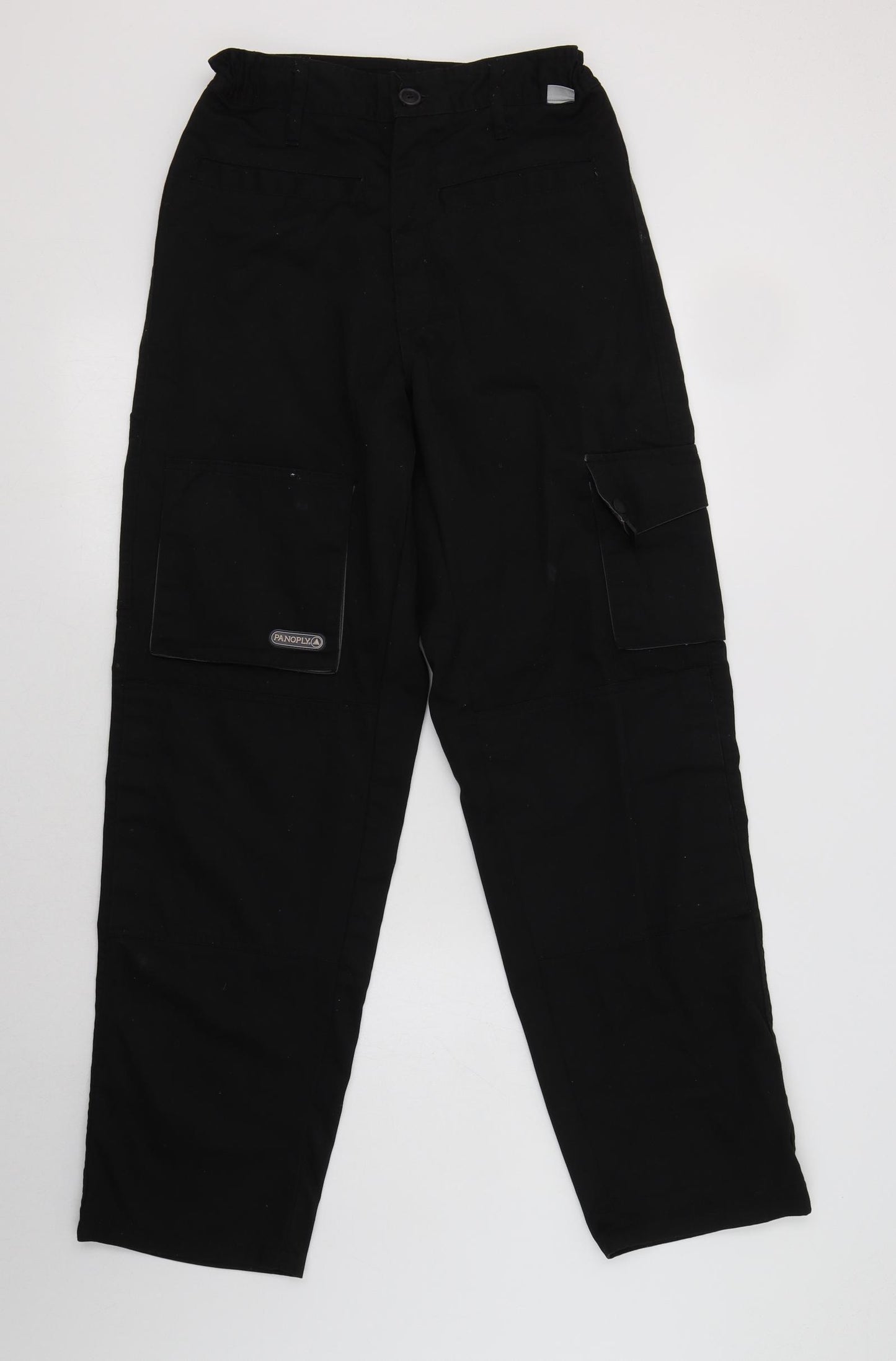 Panoply Mens Black  Polyester Cargo Trousers Size S L34 in Regular Button - Work Wear