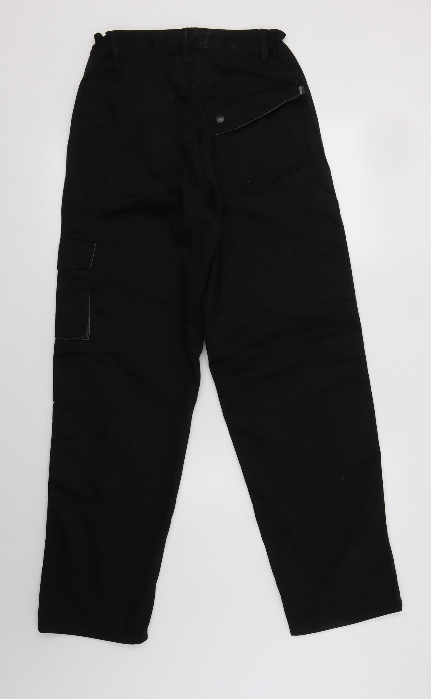 Panoply Mens Black  Polyester Cargo Trousers Size S L34 in Regular Button - Work Wear