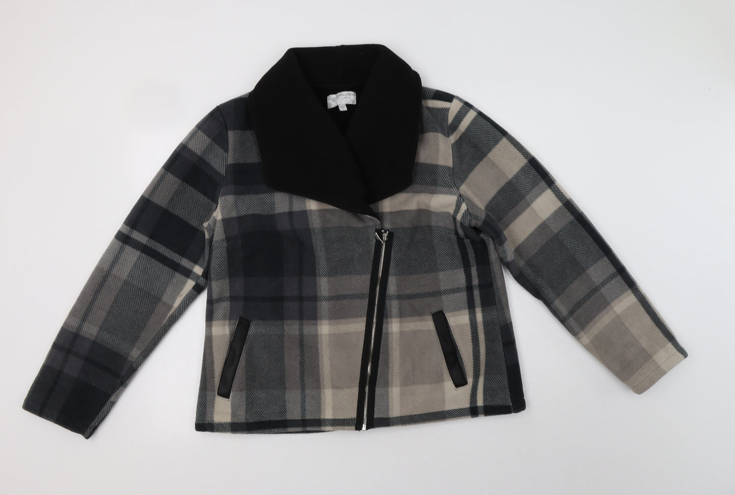 Effeti Moda Womens Grey Check  Biker Jacket Size XL  Zip