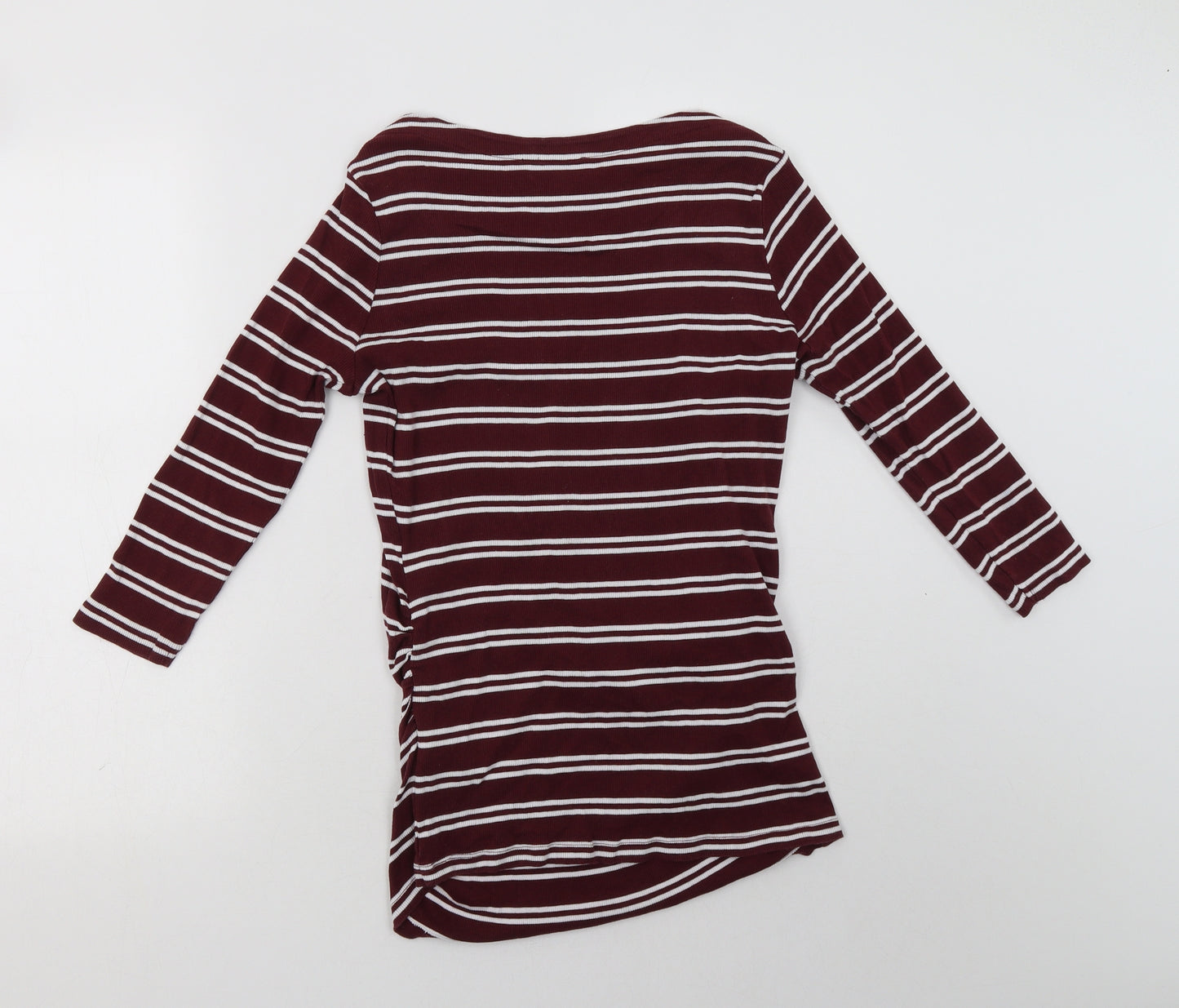 New Look Womens Red Striped Cotton Basic Blouse Size 12 Boat Neck - Maternity