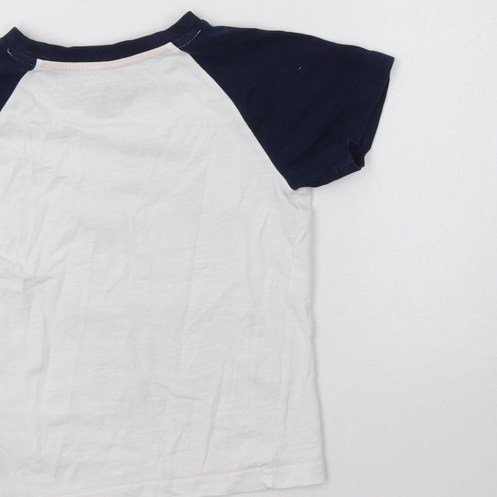 F&F Boys White Colourblock Cotton Basic T-Shirt Size 4-5 Years Crew Neck  - Dino