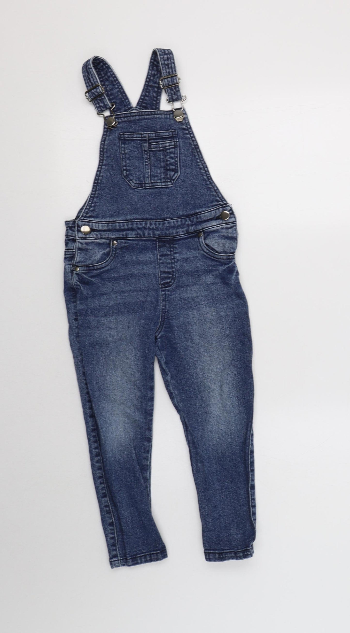 F&F Girls Blue  Cotton Dungarees Trousers Size 4-5 Years  Regular Button