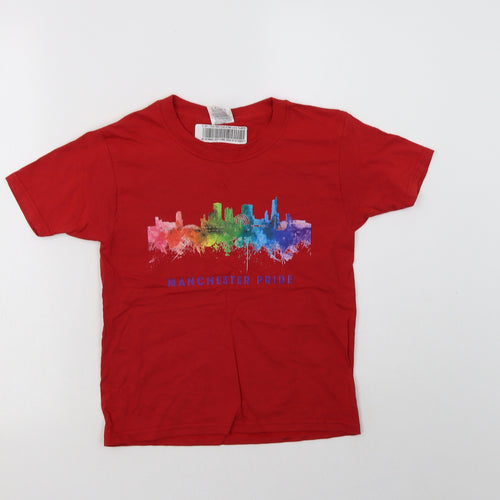 Fruit of the Loom Womens Red  Cotton Basic T-Shirt Size XS Crew Neck - manchester Pride
