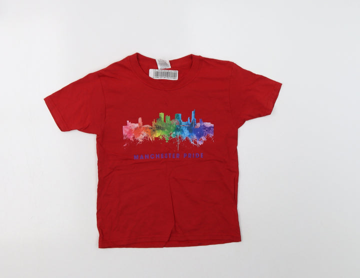 Fruit of the Loom Womens Red  Cotton Basic T-Shirt Size XS Crew Neck - manchester Pride