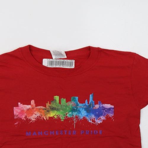 Fruit of the Loom Womens Red  Cotton Basic T-Shirt Size XS Crew Neck - manchester Pride