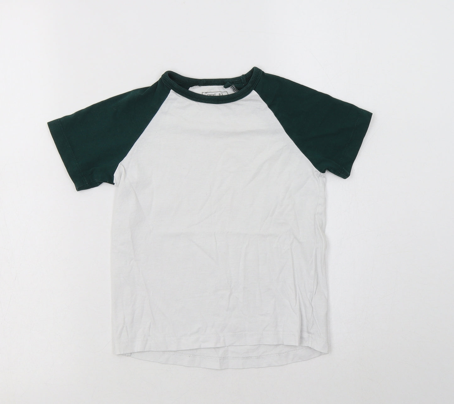 NEXT Boys White Colourblock Cotton Basic T-Shirt Size 4 Years Crew Neck