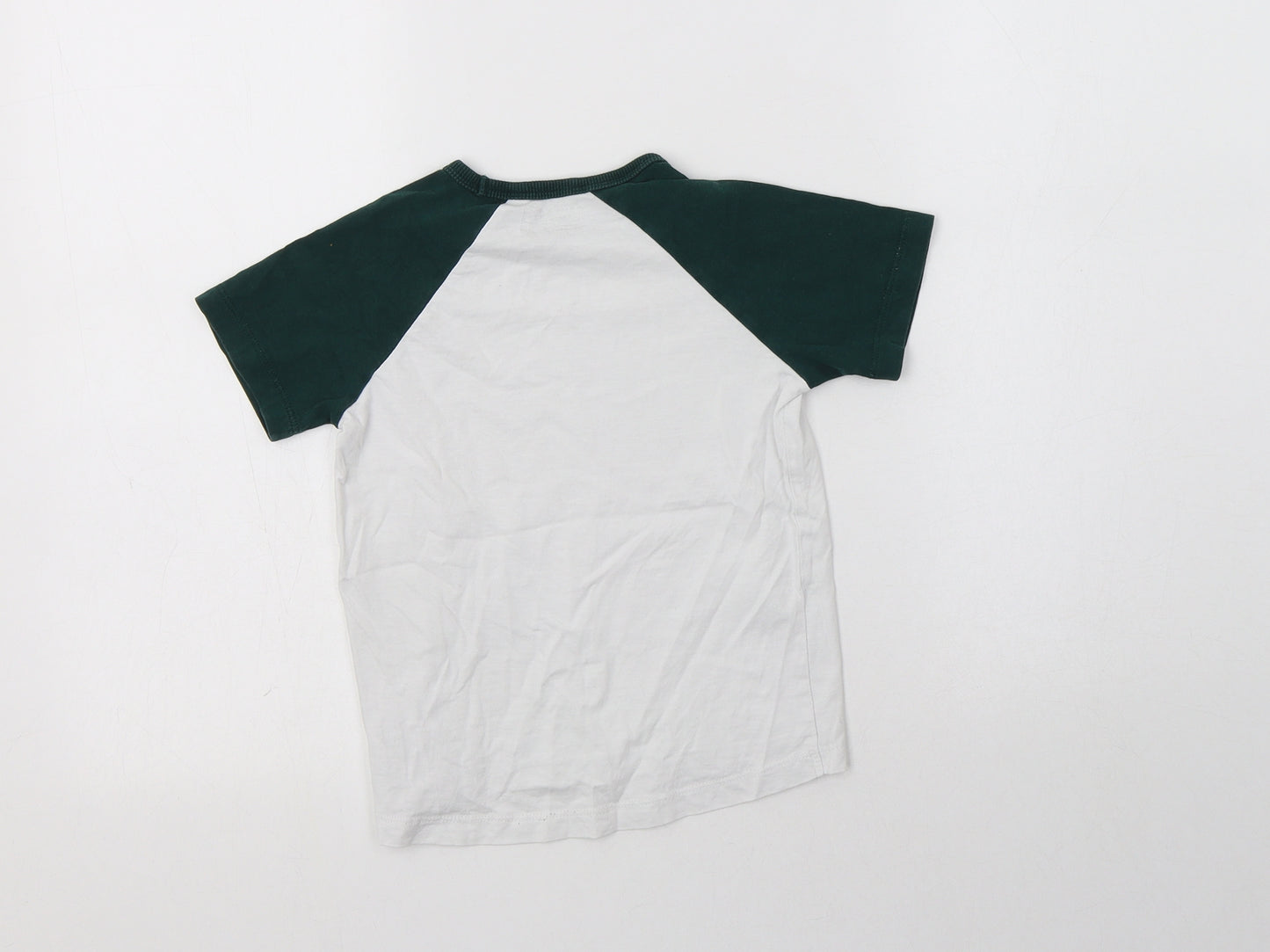 NEXT Boys White Colourblock Cotton Basic T-Shirt Size 4 Years Crew Neck
