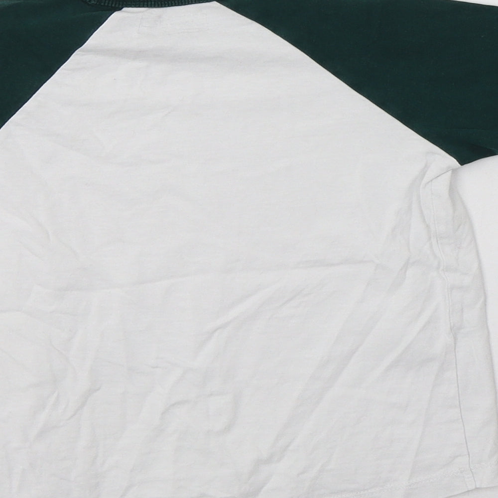 NEXT Boys White Colourblock Cotton Basic T-Shirt Size 4 Years Crew Neck