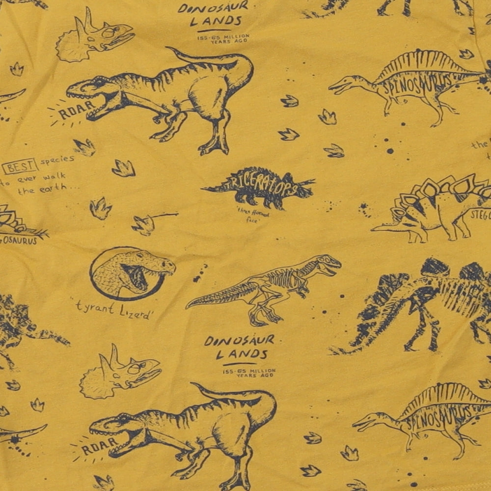 NEXT Boys Yellow Geometric Cotton Basic T-Shirt Size 5 Years Crew Neck  - Dinosaur Print