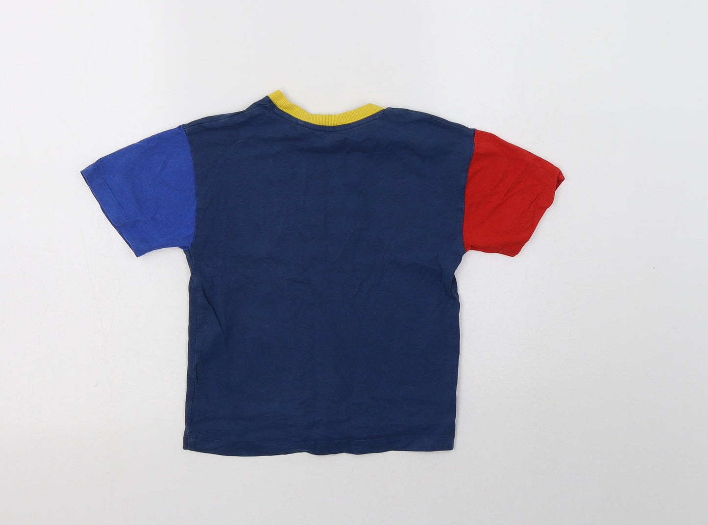 NEXT Boys Blue Colourblock Cotton Basic T-Shirt Size 5 Years Crew Neck
