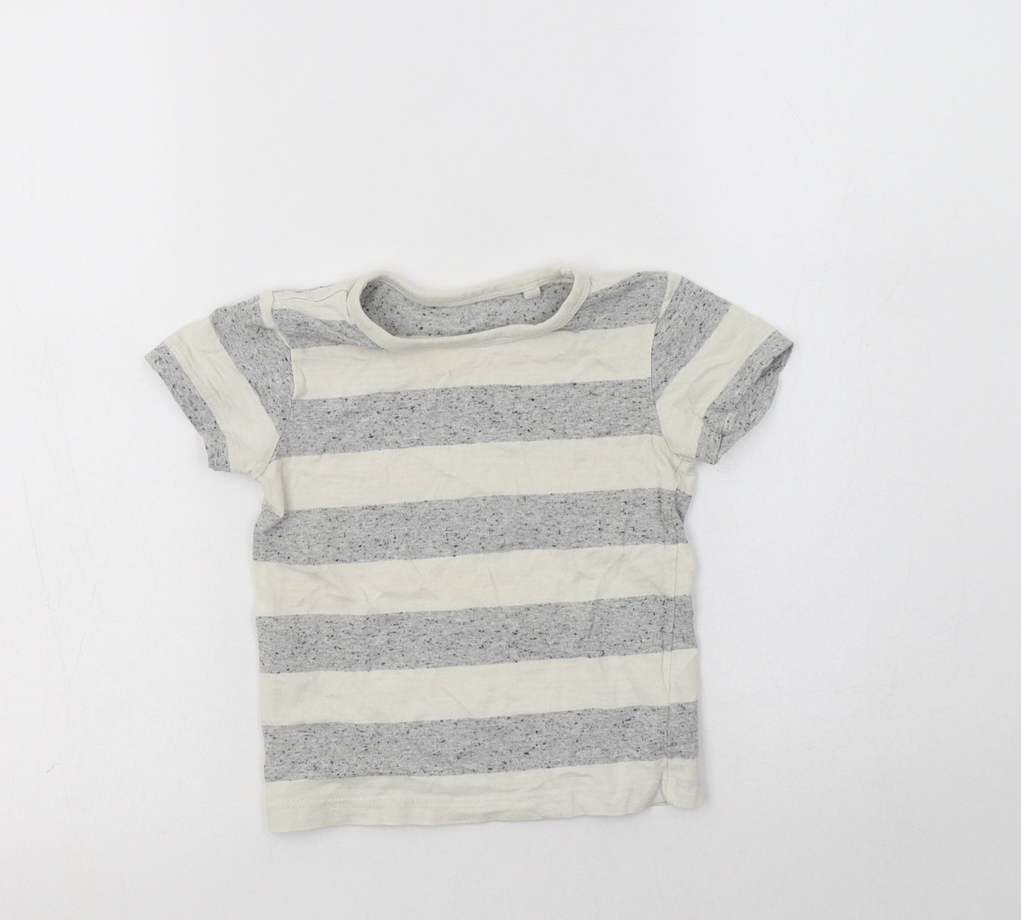 NEXT Baby Grey Striped Cotton Basic Polo Size 18-24 Months Crew Neck