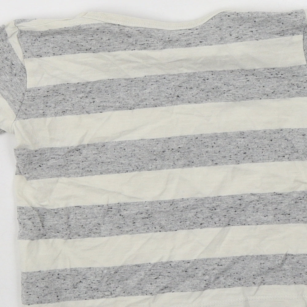 NEXT Baby Grey Striped Cotton Basic Polo Size 18-24 Months Crew Neck