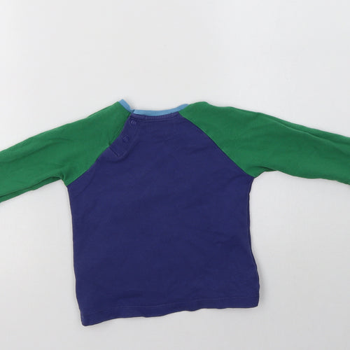 Boden Baby Blue Colourblock Cotton Basic T-Shirt Size 18-24 Months Crew Neck Snap - Digger